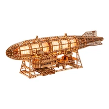 Wood Trick Luminous Zeppelin Wooden 3d Mechanical Model Kit Puzzle Toy Gift