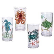 Sea Ocean Life 20-ounce Plastic Tumbler Drinking Glasses Mixed Drinkware Sets...