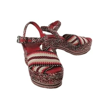 ANTOLINA Paris Brenda Woven Crochet Red Black Braided Platform Sandals Size 38