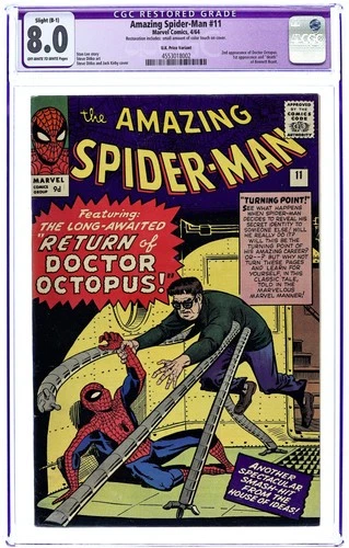 Amazing Spider-Man UK Price Variant #11UK CGC 8.0 RESTORED 1963 4553018002