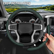 Green Car 3pcs Segmented Steering Wheel Cover Nappa Leather Anti-slip Breathable Green Car 3pcs Segmented Steering Wheel Cover Nappa Leather Anti-slip Breathable