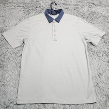 Travis Mathew Polo Shirt Mens Large Golf Performance Pima Blend Gray Blue