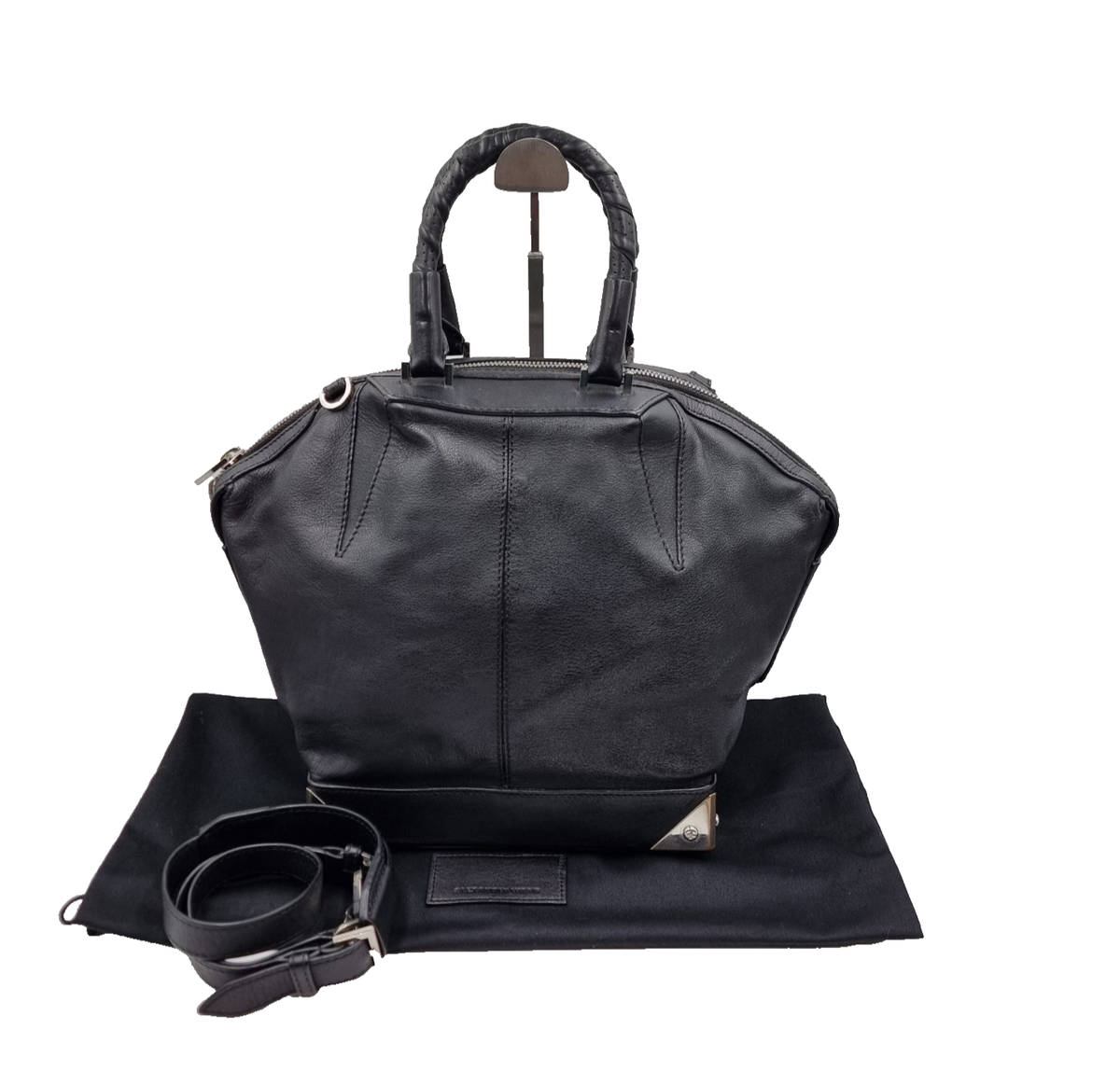 Alexander Wang Emile Black Genuine Leather Duffle Shoulder 
