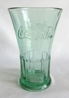 1970s VINTAGE 7" TALL COCA COLA LIBBEY GREEN TINT GLASS FLARED RIM HEAVY THICK