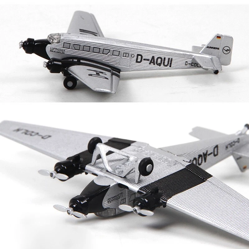 Avión de transporte Junkers modelo militar fundido a presión de aleación a escala 1:250 JU52-3M Foto 4 de 4