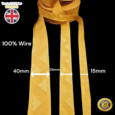 Goldgeflecht 100 % Draht Größe 15' 25 '40 mm für Uniform' Weste Kostüm Borte.