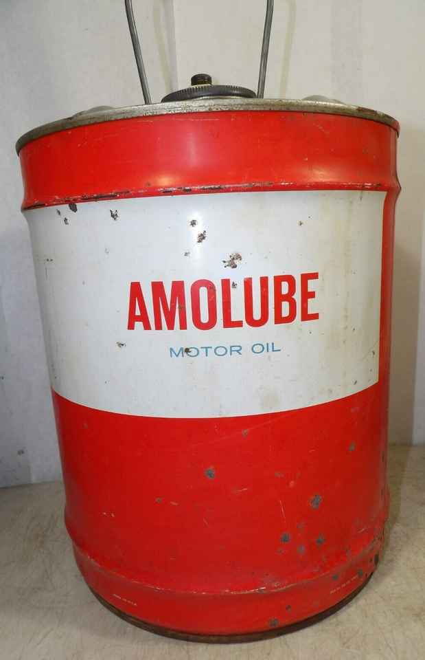 Vintage 1960s Amolube Motor Oil Empty 5-Gal Metal Can Amoco Chicago | eBay