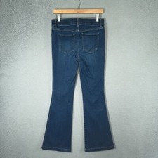 Spanx Flare Pull On Stretch Denim Jeans Women Medium Blue Shaping Tech Midnight