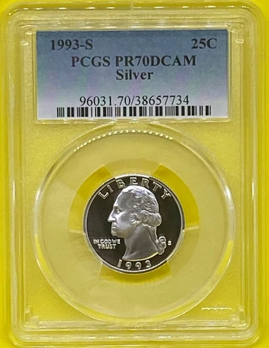 1993 S 25C Silver Washington Quarter Proof PCGS PR70 DCAM