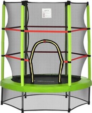 Trampoline Enfant 1,40 x 1,60H m Filet de Sécurité Porte  6 Poteaux 45 kg Max