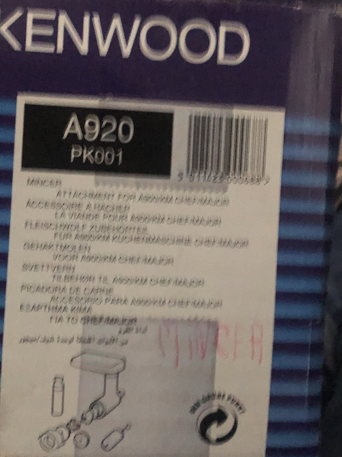 Kenwood A920 Mincer and Attachments for Kenwood Chef 900 series eBay