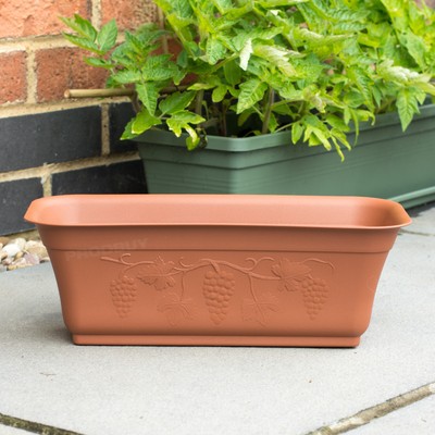 35cm Rectangular Terracotta Plastic Garden Flower Planters Plant Pots Baskets Ebay