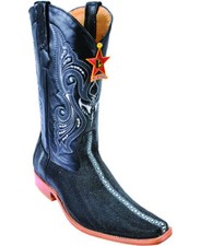 Los Altos BLACK Genuine Stingray Rowstone Versage Square Toe Western Boot D