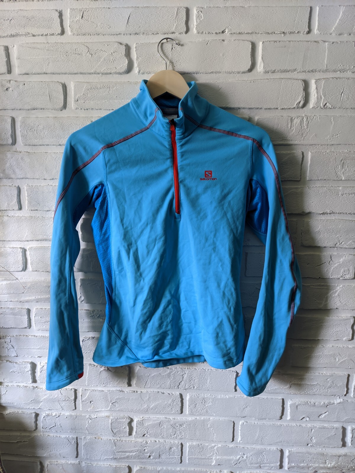 Top da donna SALOMON a maniche lunghe yoga atletico corsa taglia S cerniera quarto