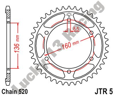 JT 47T 520 pitch rear sprocket for Beta Euro 350 01-06 Jonathan