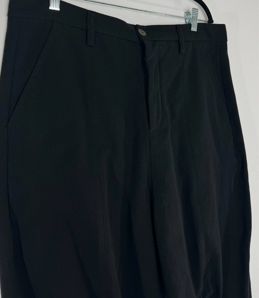 ANDREA YA'AQOV Pants Wool Blend Black Italy Made Barrel Button Fly Sweats size L - Image 2 of 4