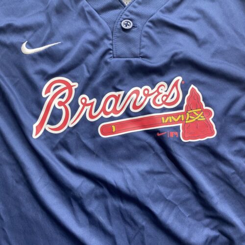 Nike Atlanta Braves Team Uniform Jersey Shirt Boys Medium Blue *READ* - Picture 7 of 10