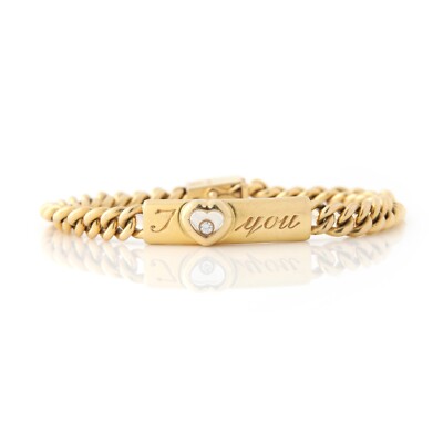 Vintage Chopard Happy Diamond I Love You ID Bar Bracelet 18k Yellow Gold