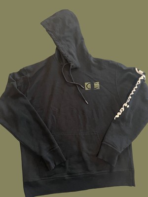 CHAMPION Powerblend Camo Logo Fleece Hoodie Sweatshirt, Black| Men's: L |  eBay