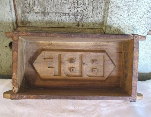 LG Carved Wood Wooden Farmhouse Brick Butter Mold initials BBF 12 1/2" x 5 3/4"