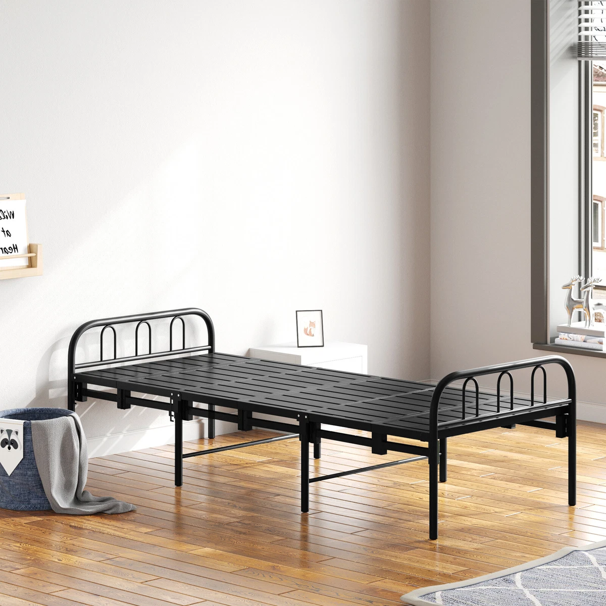 2.6ft Single Metal Bed Frame Bedroom Furniture Folding Guest Student Bedstead