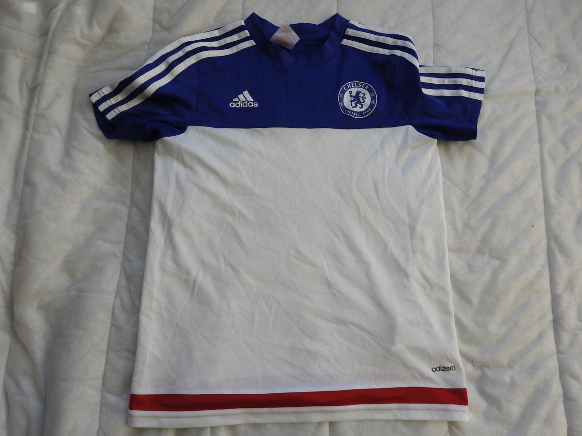 Chelsea FC 2015 Training Jersey Adidas White Blue Shirt Size Boys