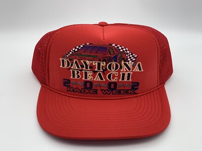 Daytona Beach Race Week 2002 Red Trucker Hat Foam Mesh Snapback Nascar Racing