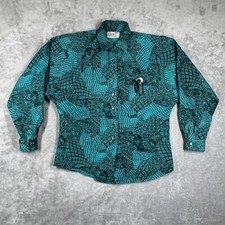 Circle T by Marilyn Lenox Women's Medium Western Shirt Teal Green Vintage USA