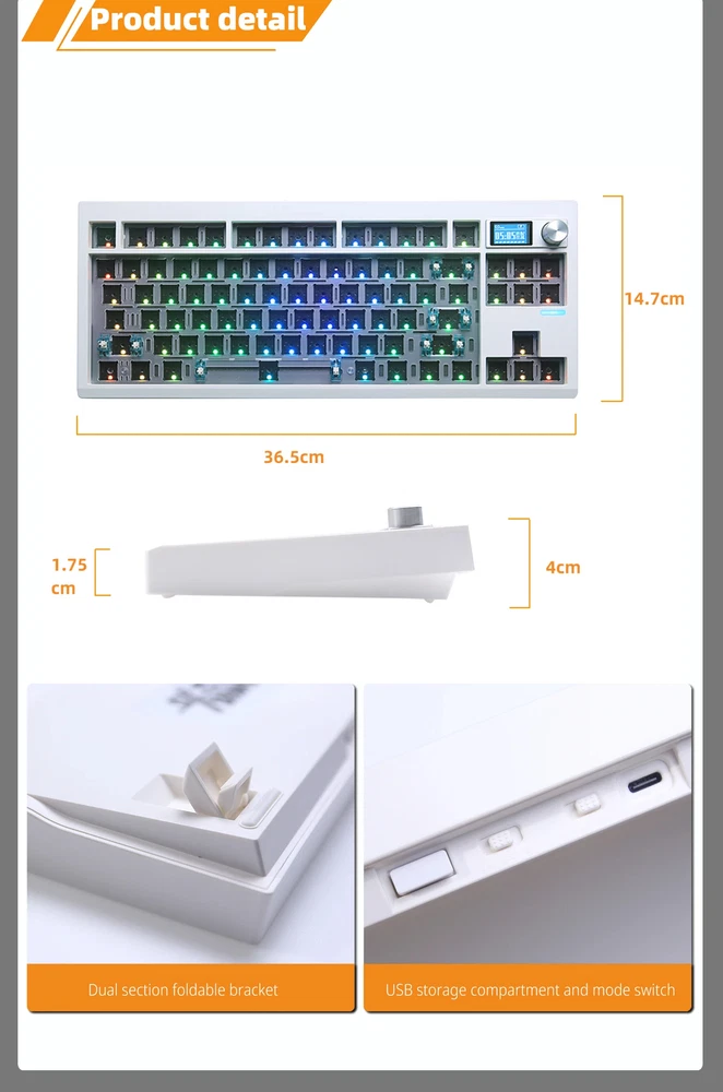 Mechanical Keyboard Kit with RGB Backlit Display and Gasket Structure