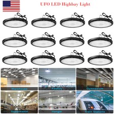 200W 12Pack UFO LED High Bay Light with Hook  Cable for Gym Factory Barn Garage