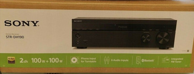 Sony STR-DH190 Bluetooth 2-Channel Stereo Receiver Radio 200w & Remote Bundle