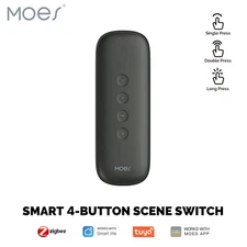 MOES ZigBee Smart Wireless 12-Scene Switch 4-Button Portable Remote Control APP