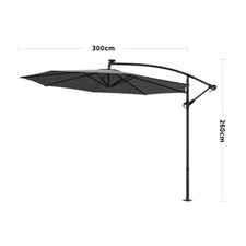 3M Outdoor Garden Parasol Cantilever Solar LED Light Hanging Umbrella Tilt Crank