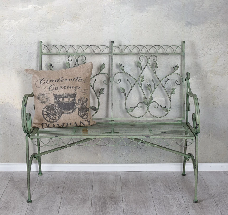 Gartenmöbel Gartenbank 2-Sitzer Metallbank Parkbank Eisen Sitzbank Bank Antik - Bild 2 von 4