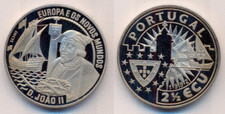 Portugal  2,5 ECU  1992   Dom Joao II.  mit Segelschiff
