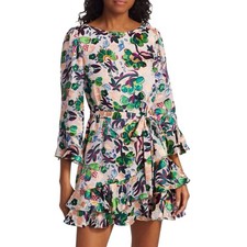 SALONI Marissa Womens Short Ruffle Dress Size 4 Floral Multicolor WORN ONCE