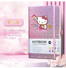Cute Pink Sparkle Hardback Sanrio Hello Kitty A5 Journal With Pen Holder
