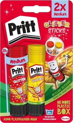 Pritt Klebestift, 2 Glitter Klebestick in Rot und Gelb zu je 20 g