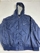 Vintage Nike Jacket Men  s XL Nylon Embroidered Logo On Back Lined Hooded Snap90s