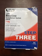Rugby Step Three Transdermal 7 Nicotine Stop Smoking Clear Patches 7mg Exp 5/27