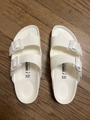 Birkenstock White Sandals Size 37 Womens 6 Made in Germany - Picture 1 of 4