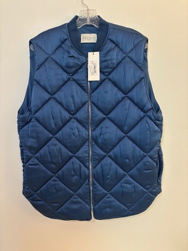 Sandro Adela Silk Blue Vest Jacket Size 2 -Medium