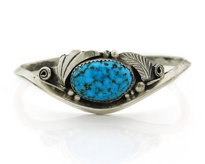 Navajo Cuff Bracelet Sterling Silver Turquoise Handmade Vintage Signed JM
