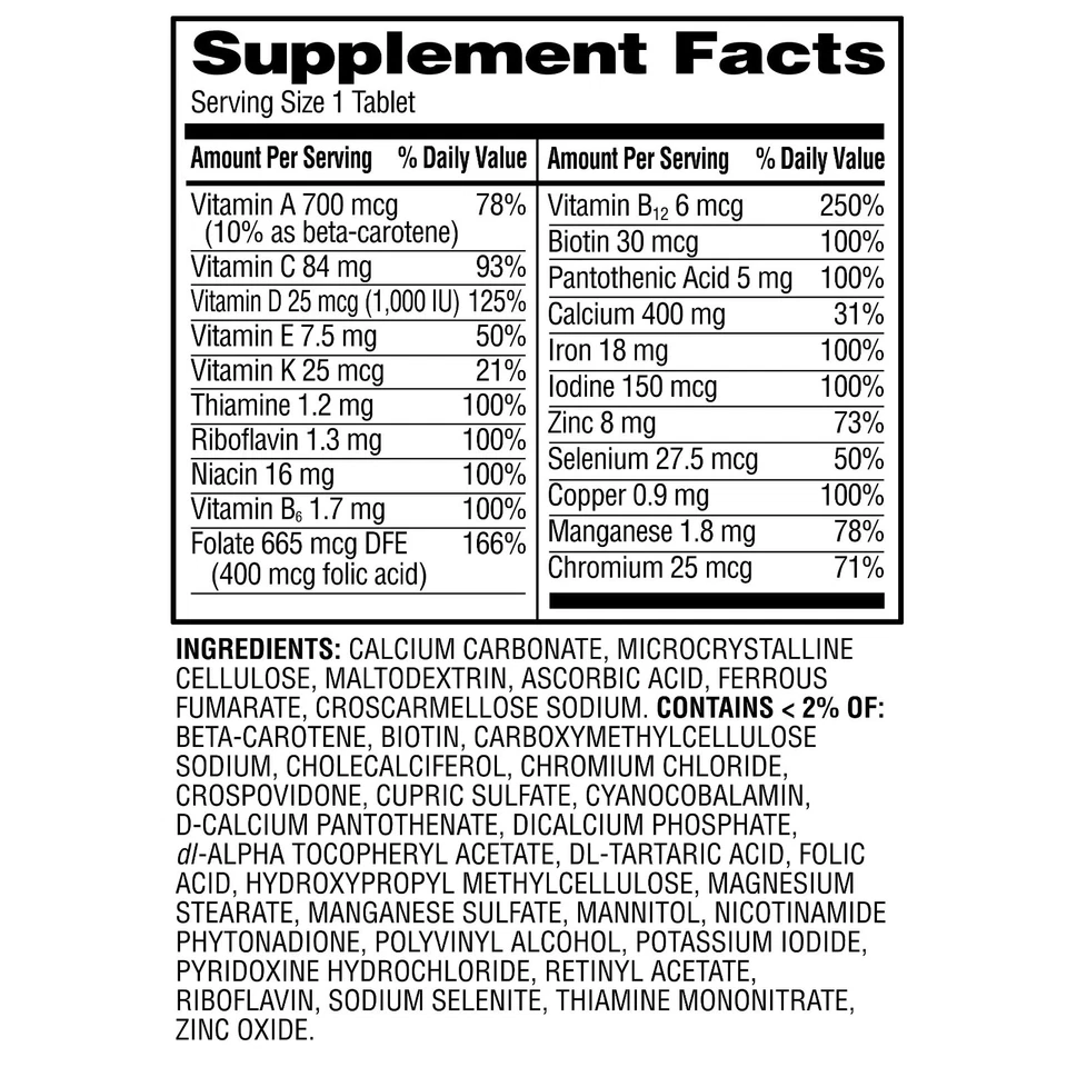 Comprimidos multivitamínicos/multiminerales Equate One Daily para mujer, 200 unidades Foto 4 de 4