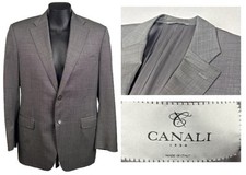 Canali Men Made In Italy Single Breast Gray 100 Wool Blazer 42R Birdseye Weave