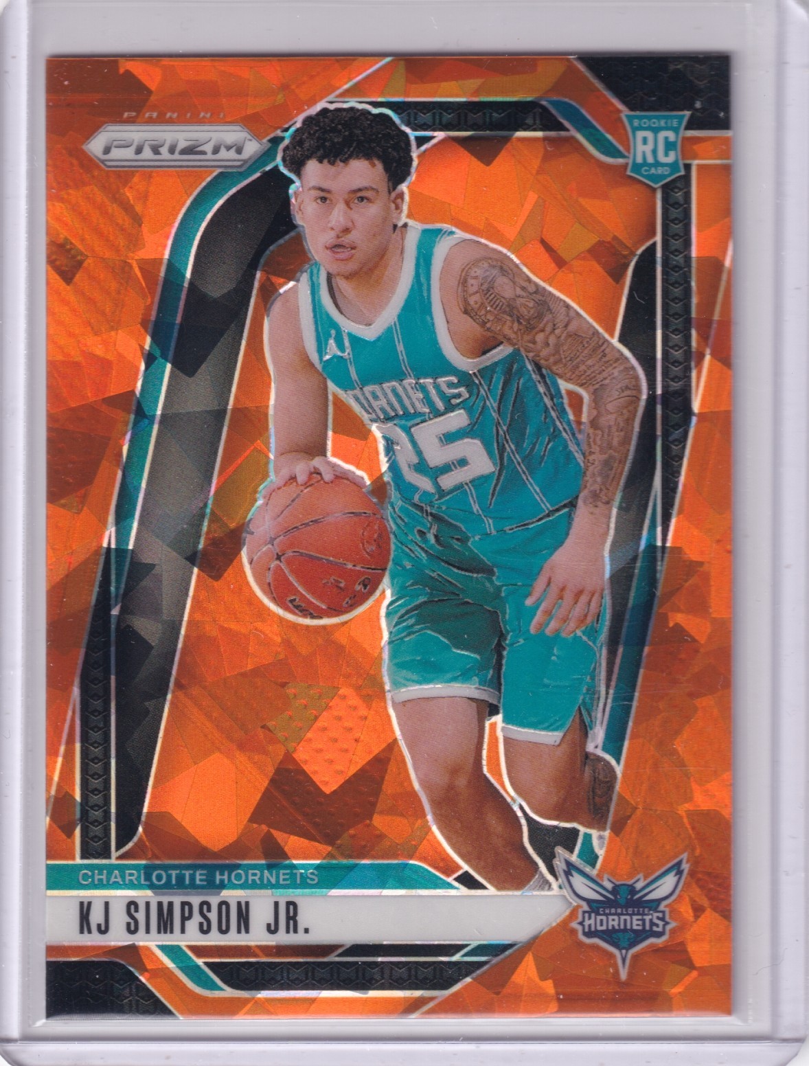 2024-25 Panini Prizm Orange Cracked Ice #247 KJ Simpson Jr RC HORNETS