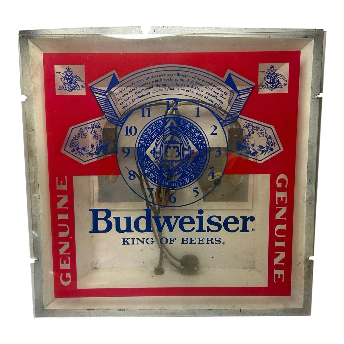 Vintage Beer Sign Clock In Collectible Budweiser Signs & Tins for