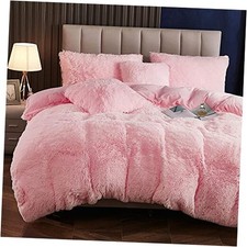 Plush Fluffy Duvet Cover Size Luxury Ultra Soft Shaggy Duvet Cover Queen Pink