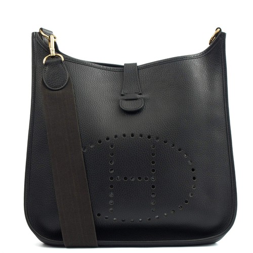 Hermes Evelyne 33 in Black, Togo Leather