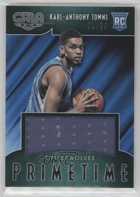 2015 Panini Gala Primetime Rookie Memorabilia 5/60 Karl-Anthony Towns #5 RC 1y8